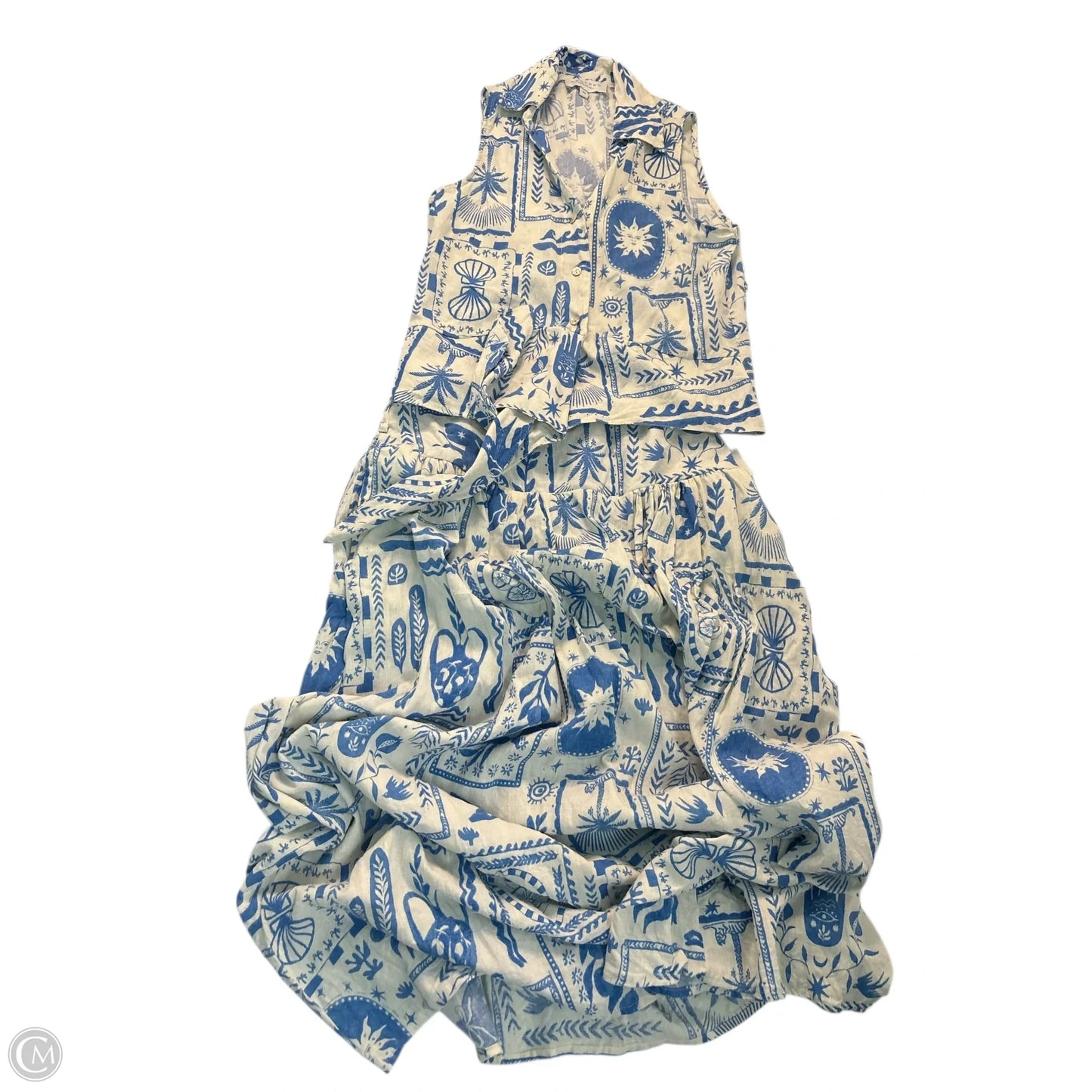 Skirt Set 2pc By Calypso St Barth In Blue & White, Size: S