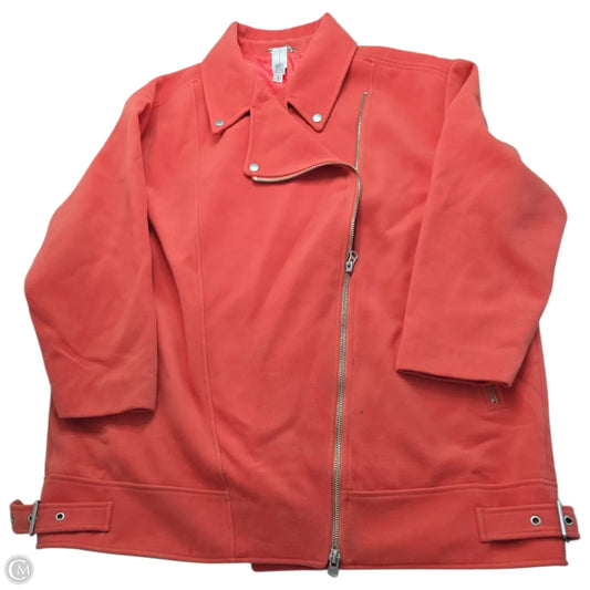 Jacket Moto By Clothes Mentor In Orange, Size: 1x