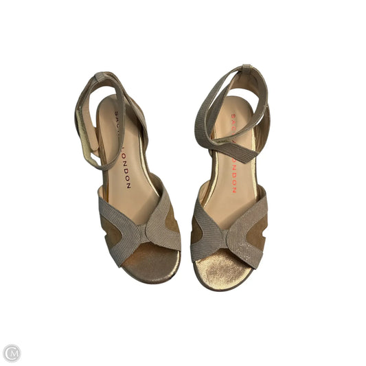 Sandals Heels Wedge By Clothes Mentor In Gold, Size: 8