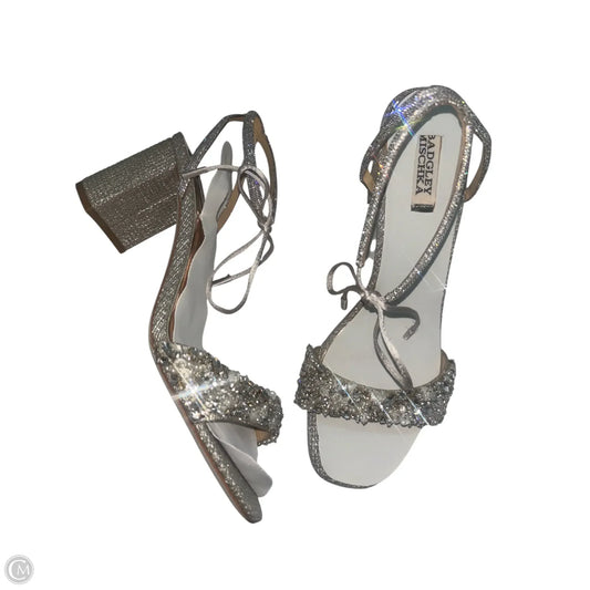 Sandals Heels Block By Badgley Mischka In Silver, Size: 10