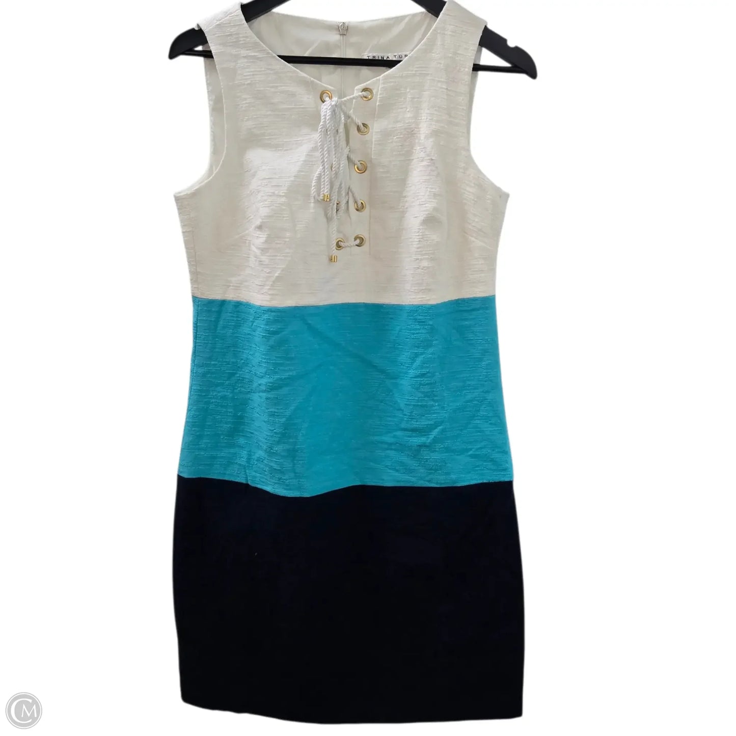 Dress Casual Midi By Trina Turk In Blue & White, Size: 4