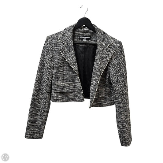 Blazer Designer By Karl Lagerfeld In Black & White, Size: 12