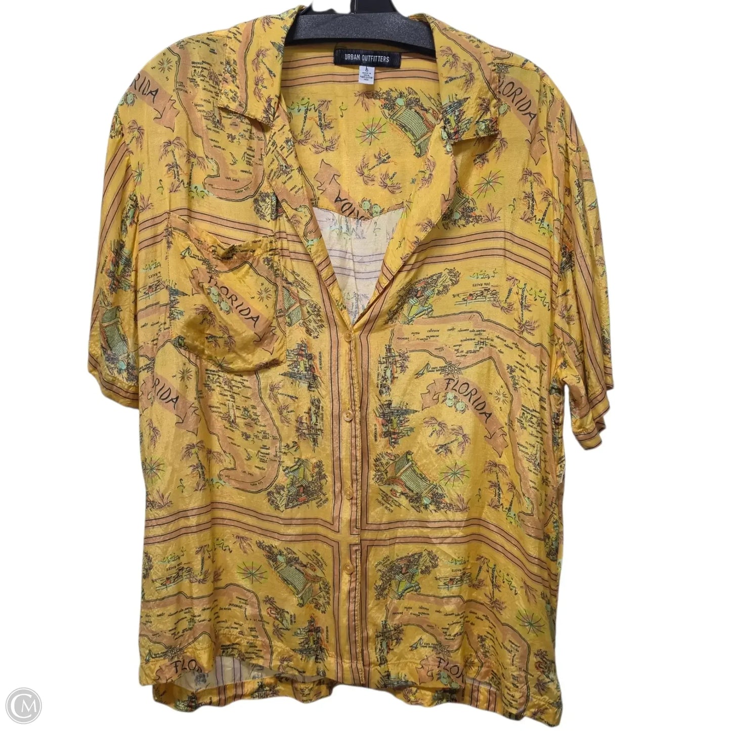 Top Short Sleeve Basic By Urban Outfitters In Yellow, Size: L