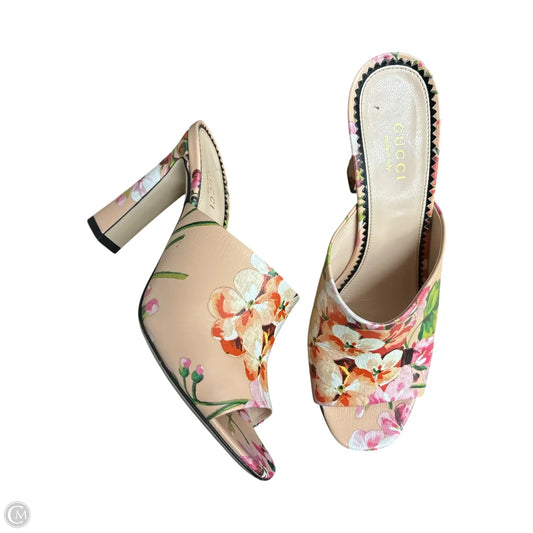Sandals Luxury Designer By Gucci In Floral Print