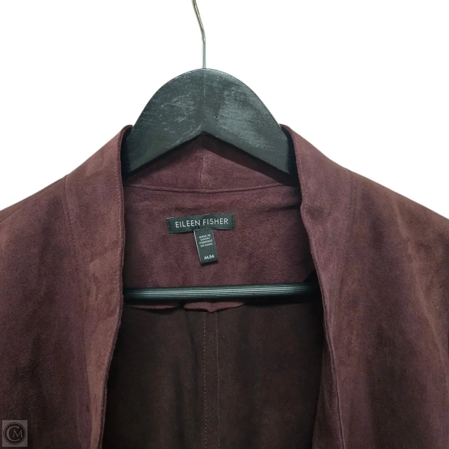 Jacket Leather By Eileen Fisher In Maroon, Size: M