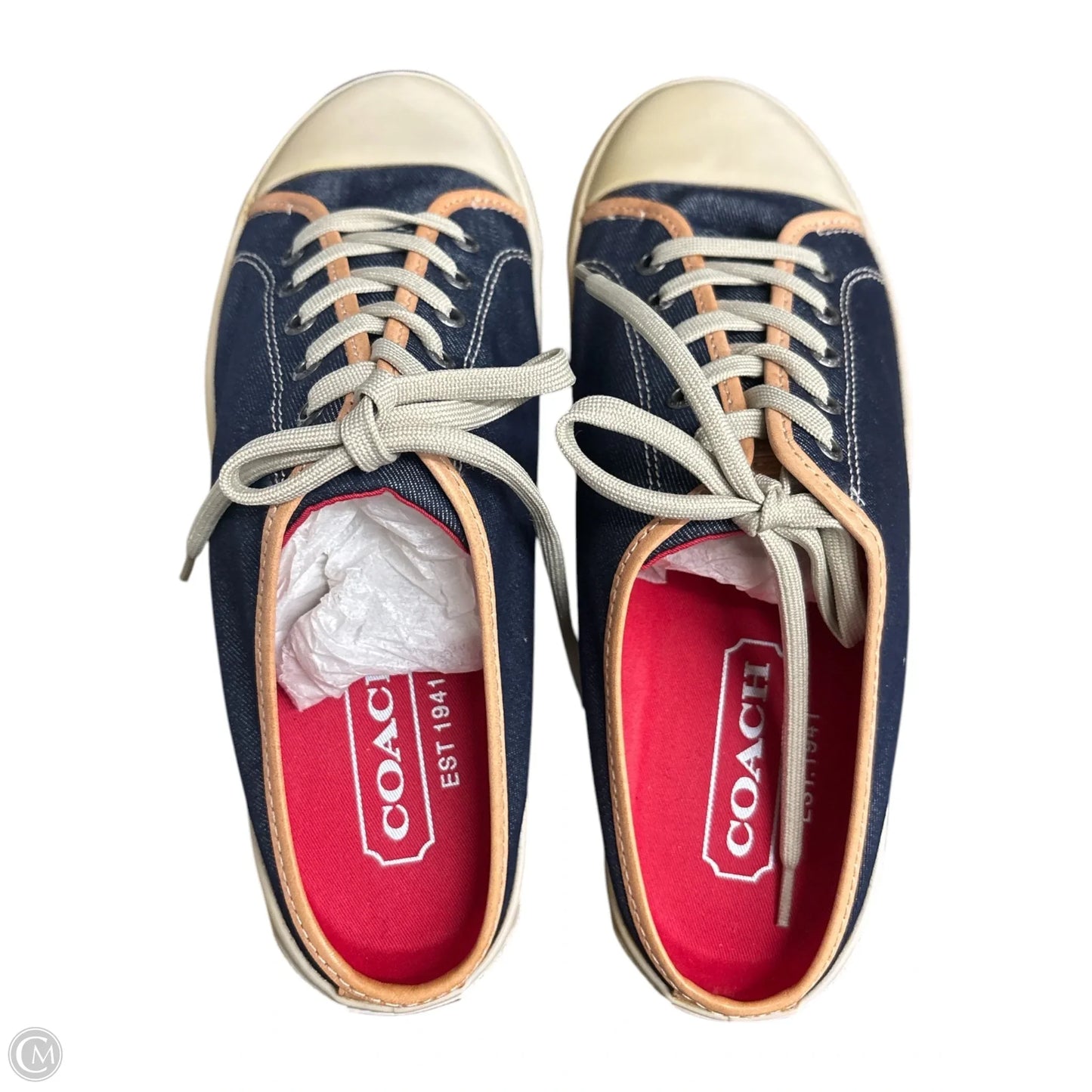 Shoes Designer By Coach In Blue & Tan, Size: 11