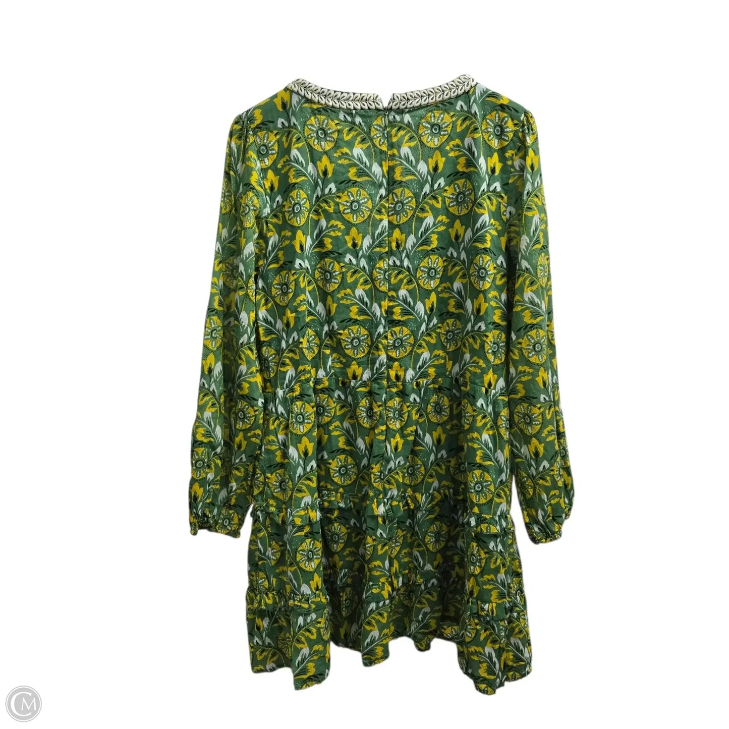 Dress Casual Midi By Roller Rabbit In Green & Yellow, Size: L