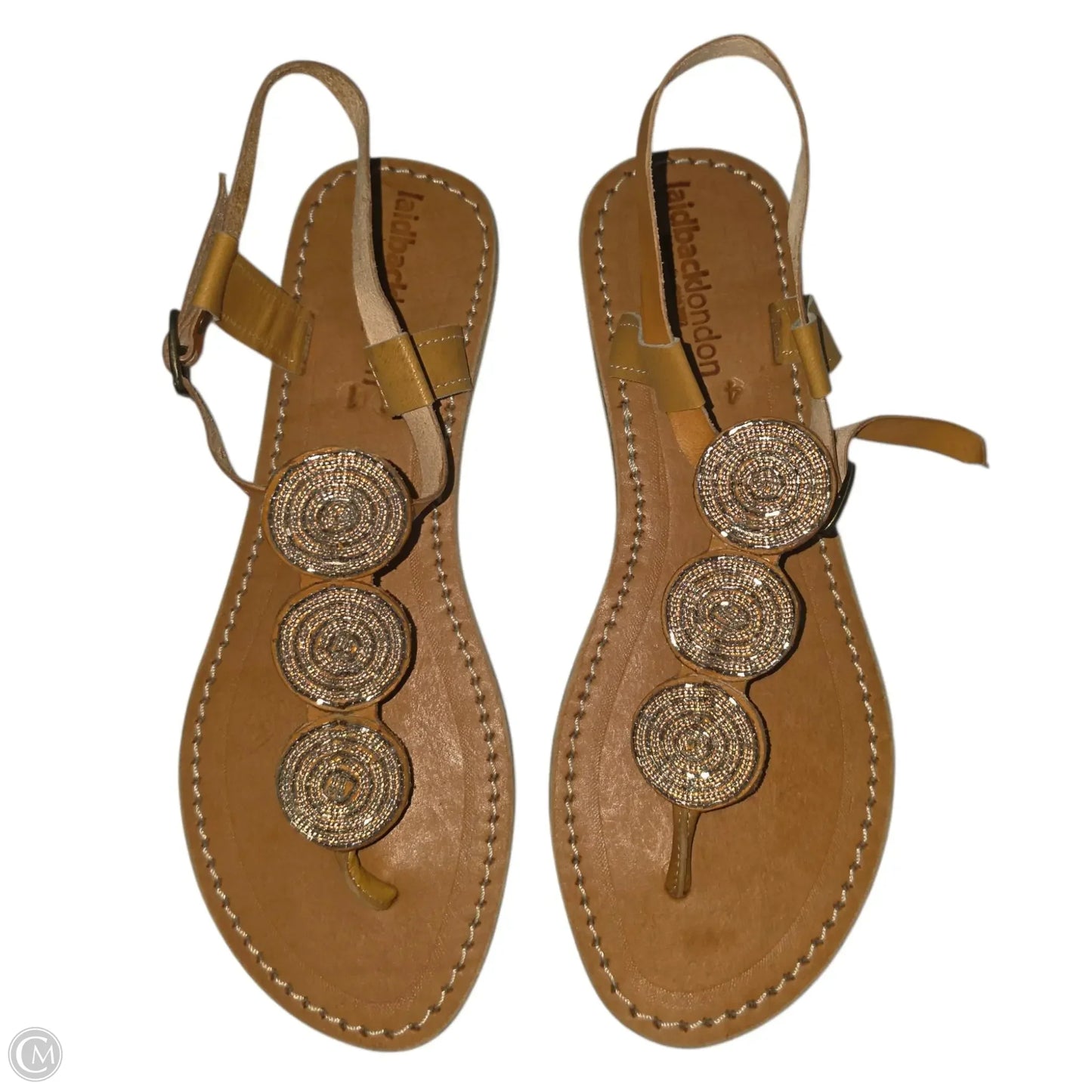 Sandals Flip Flops By LAIDBACK LONDON In Silver, Size: 10