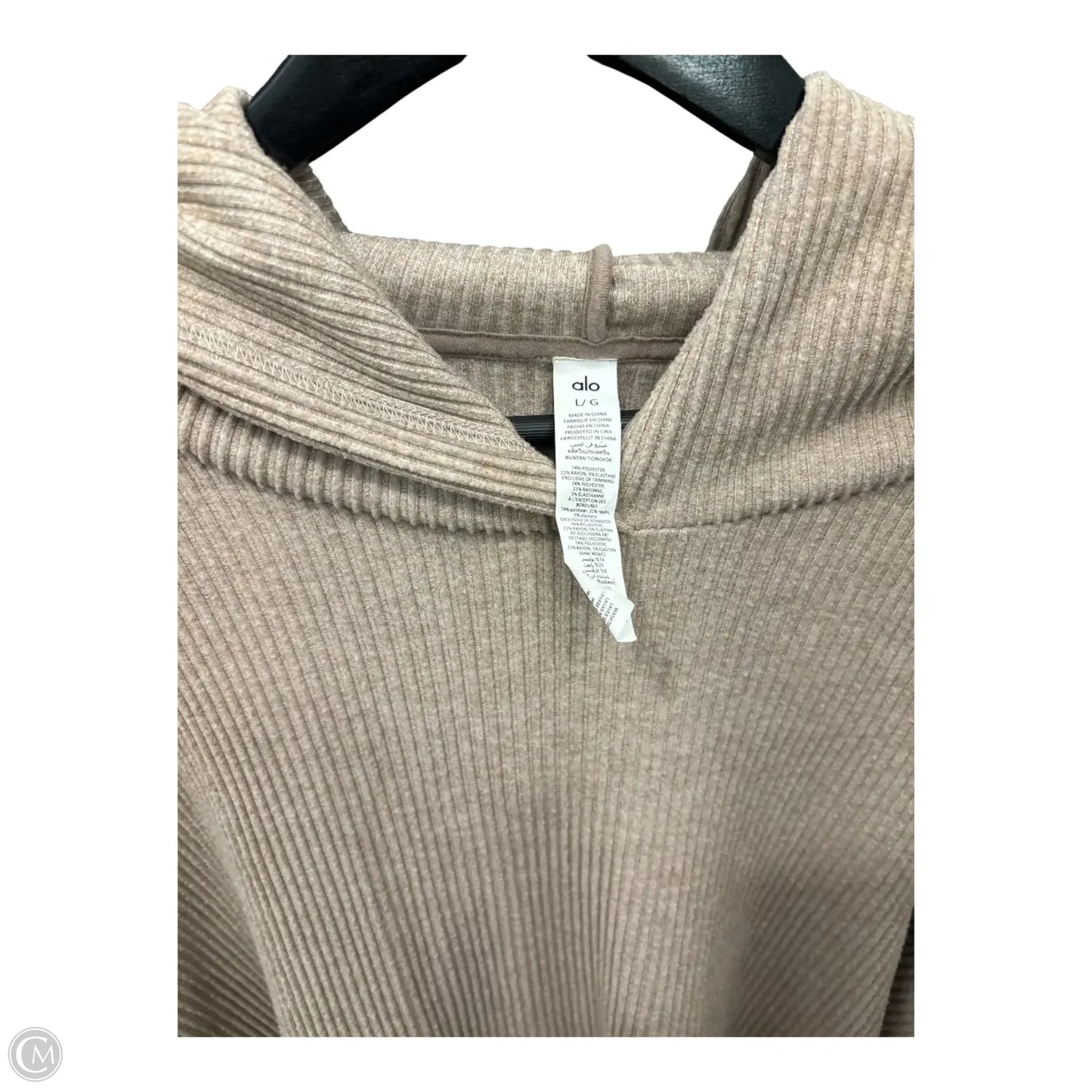 Top Long Sleeve By Alo In Tan, Size: L