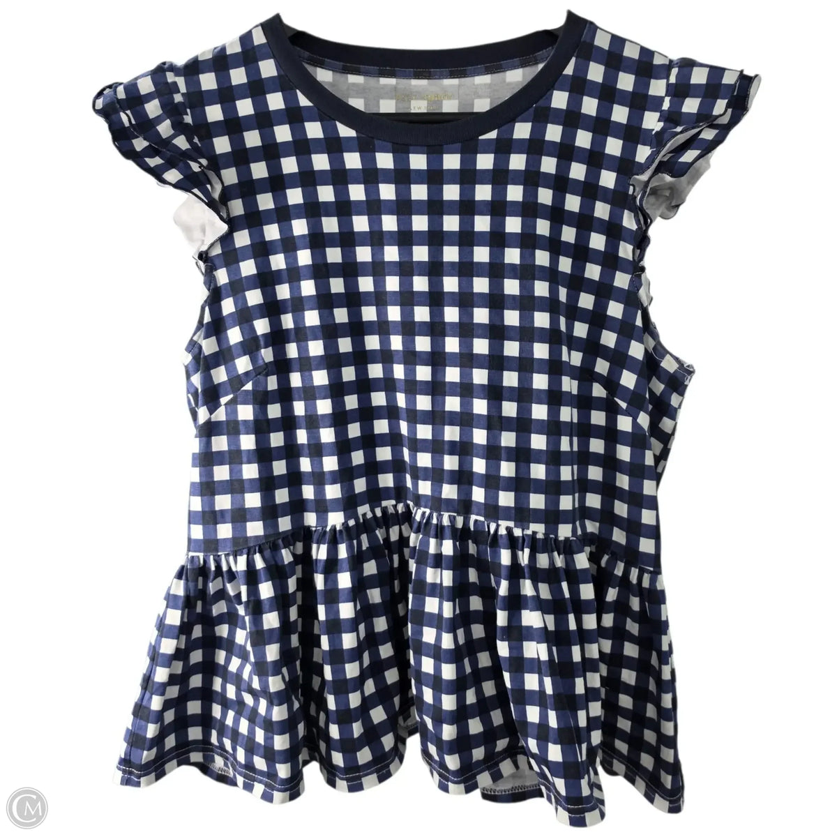 Top Short Sleeve Designer By Kate Spade In Checkered Pattern, Size: L