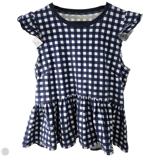 Top Short Sleeve Designer By Kate Spade In Checkered Pattern, Size: L