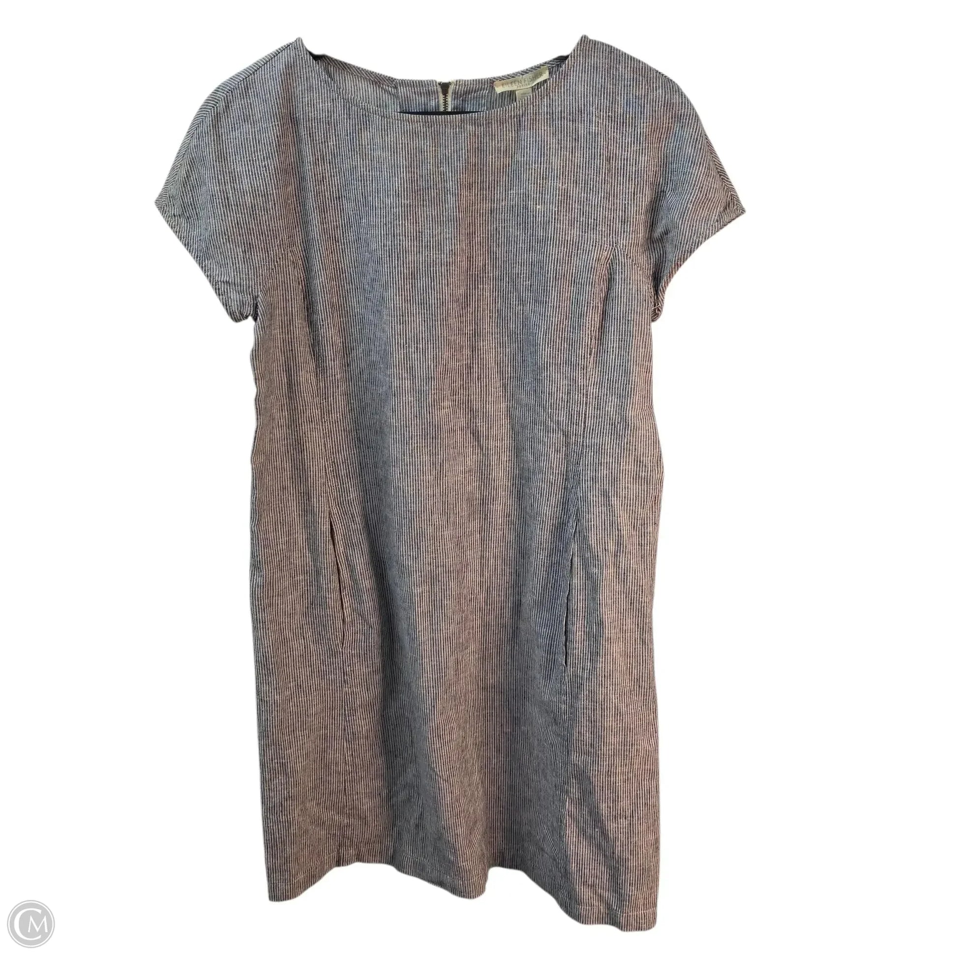 short sleeve eileen fisher dresses EILEEN FISHER Washed-Organic-Linen Dlav Short-Sleeve Dress