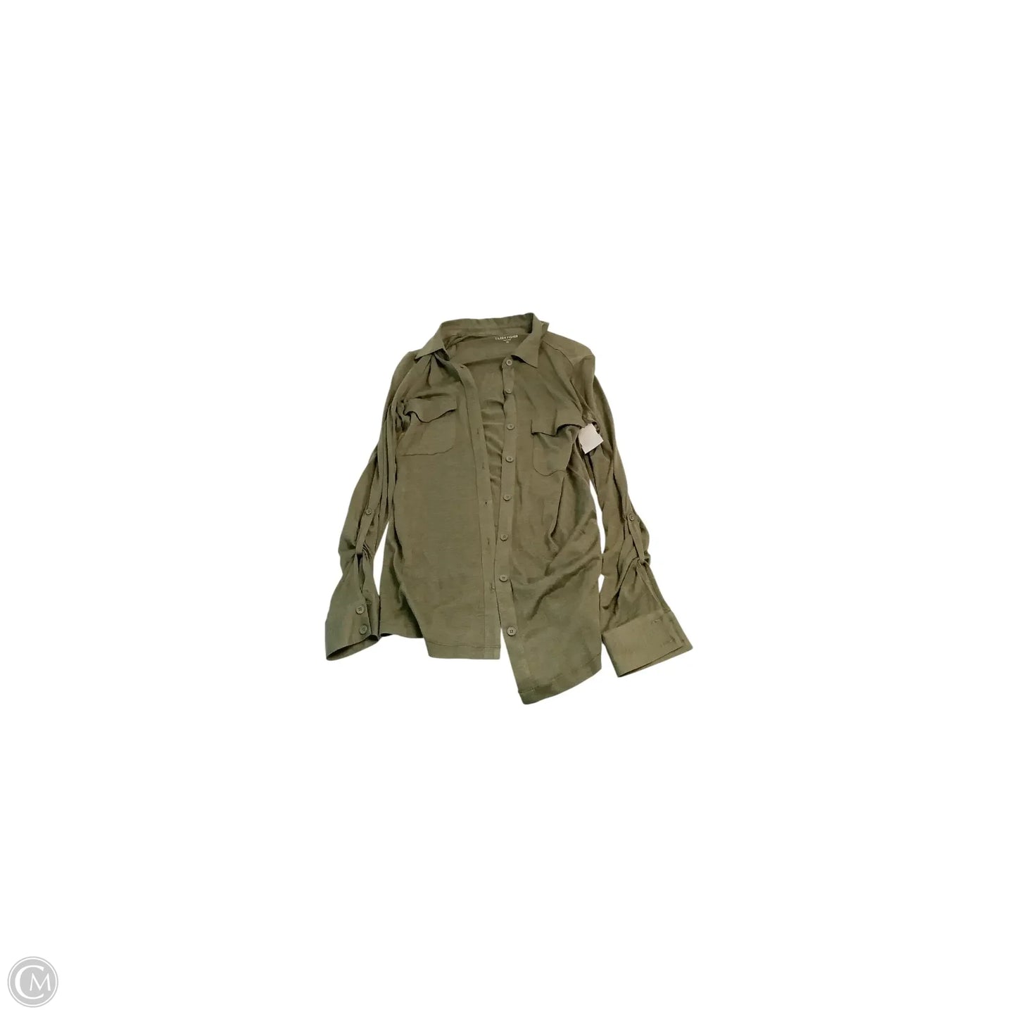 Top Long Sleeve Basic By Eileen Fisher In Green, Size: Xs