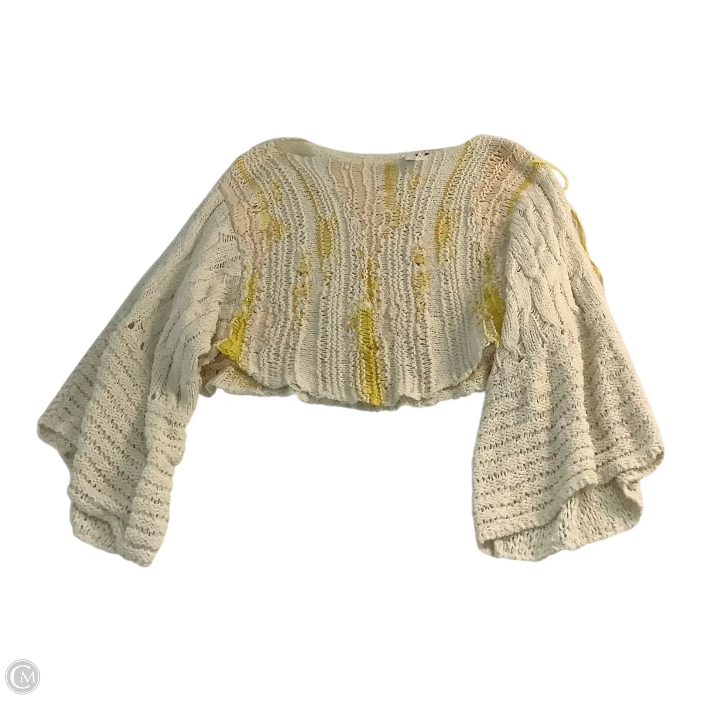 Sweater By Free People In White & Yellow, Size: L