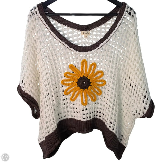 Sweater By Pol In White & Yellow, Size: S