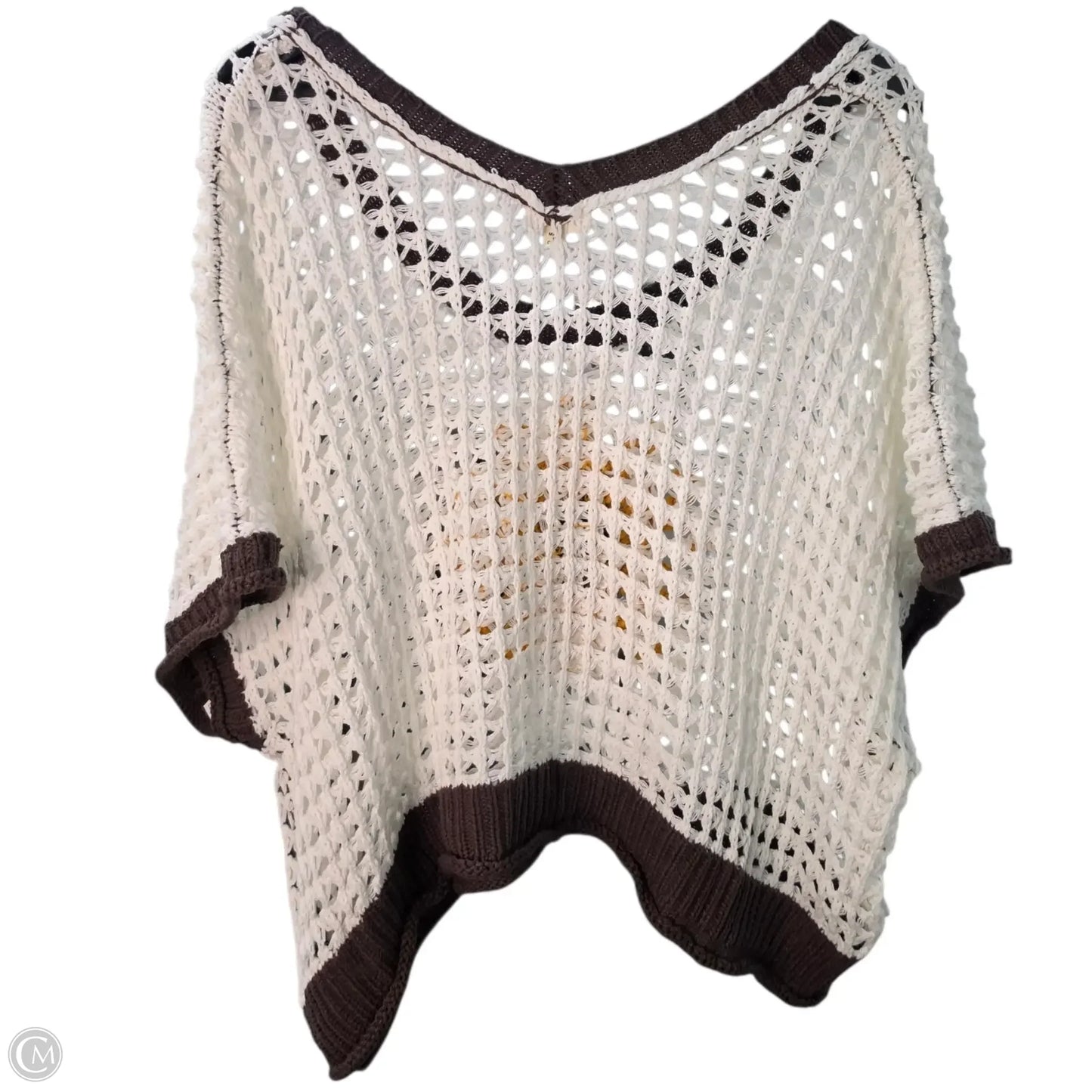 Sweater By Pol In White & Yellow, Size: S