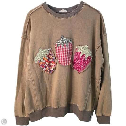 Sweatshirt Crewneck By Easel In Red & Tan, Size: S