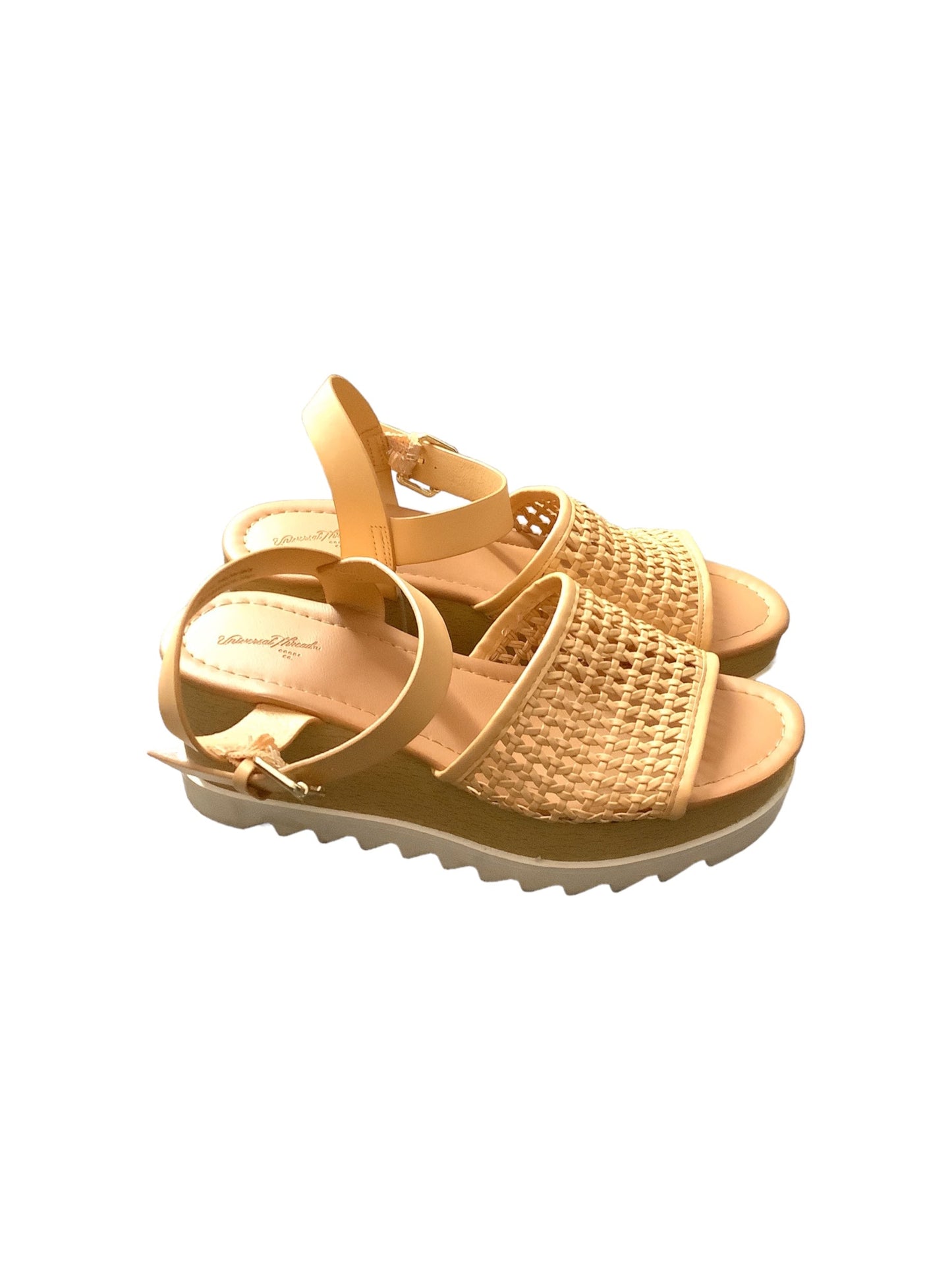 Tan Sandals Heels Platform Universal Thread, Size 8