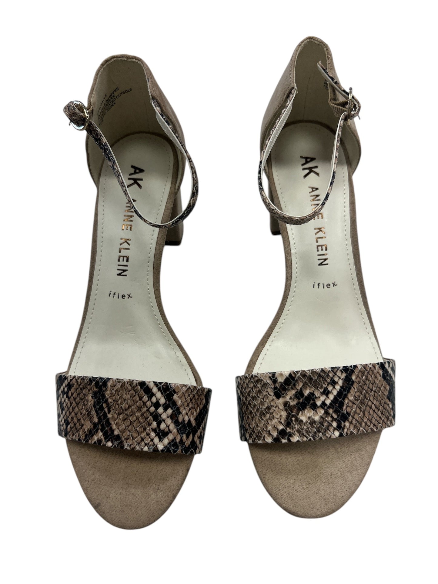 Sandals Heels Block By Anne Klein In Snakeskin Print, Size: 8