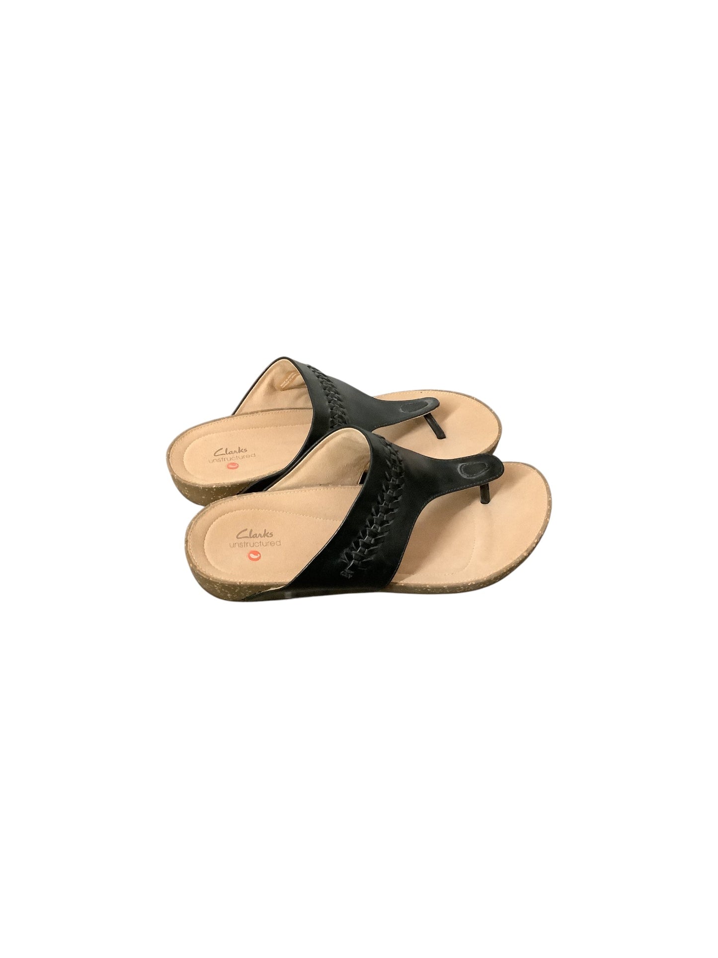 Sandals Flip Flops By Clarks In Black, Size: 8.5