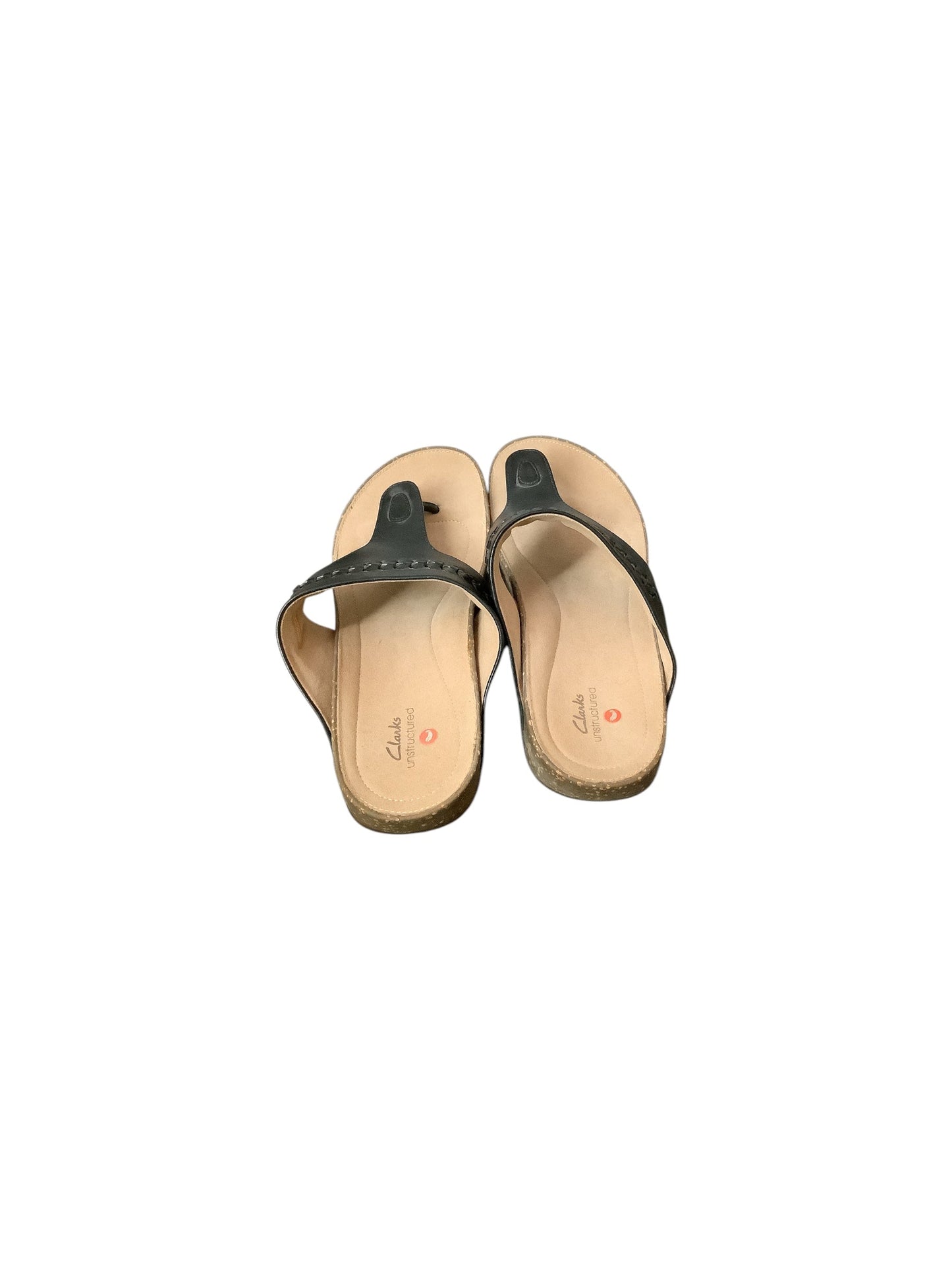 Sandals Flip Flops By Clarks In Black, Size: 8.5