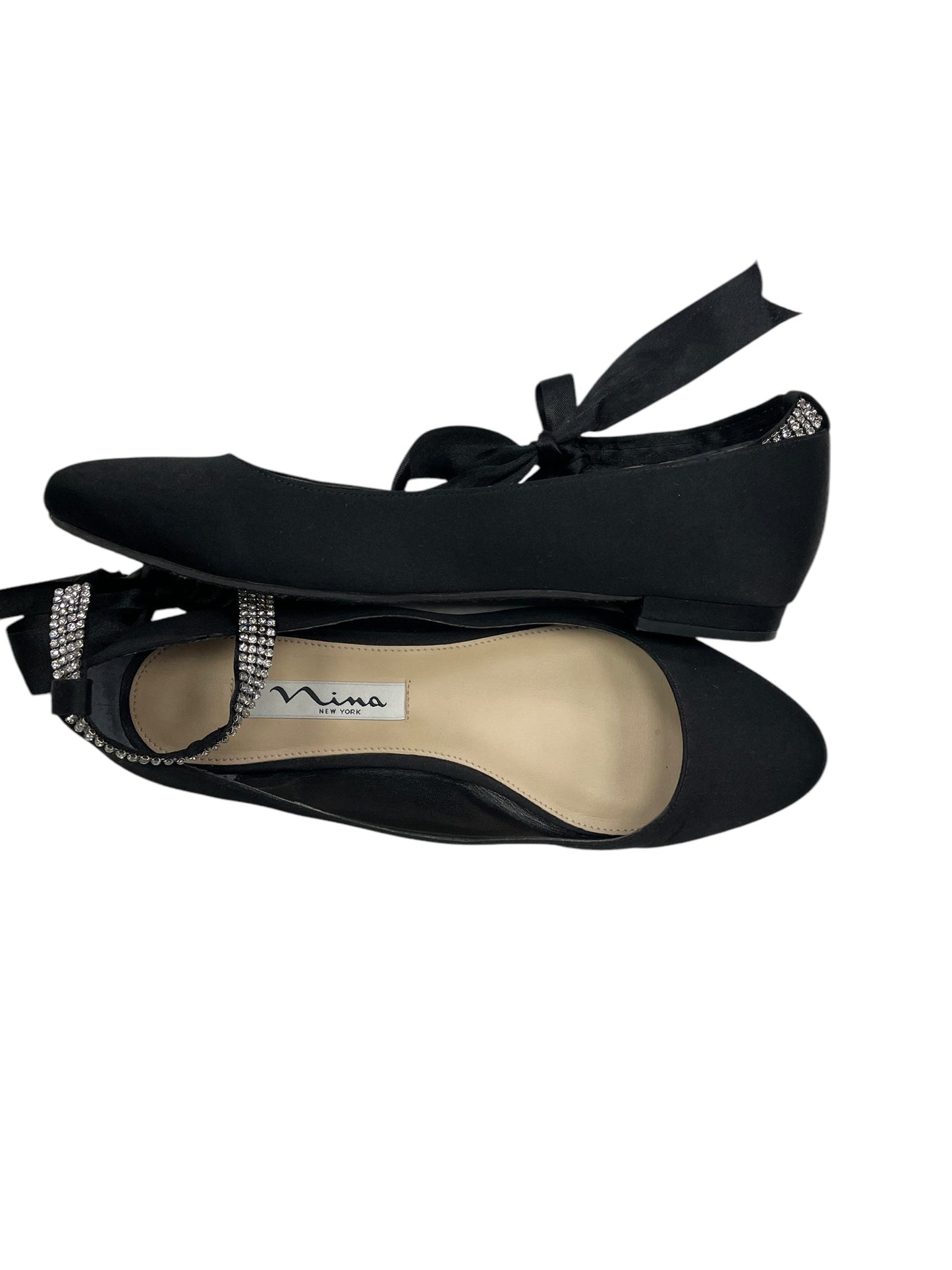 Shoes Flats By Nina In Black & Silver, Size: 6.5