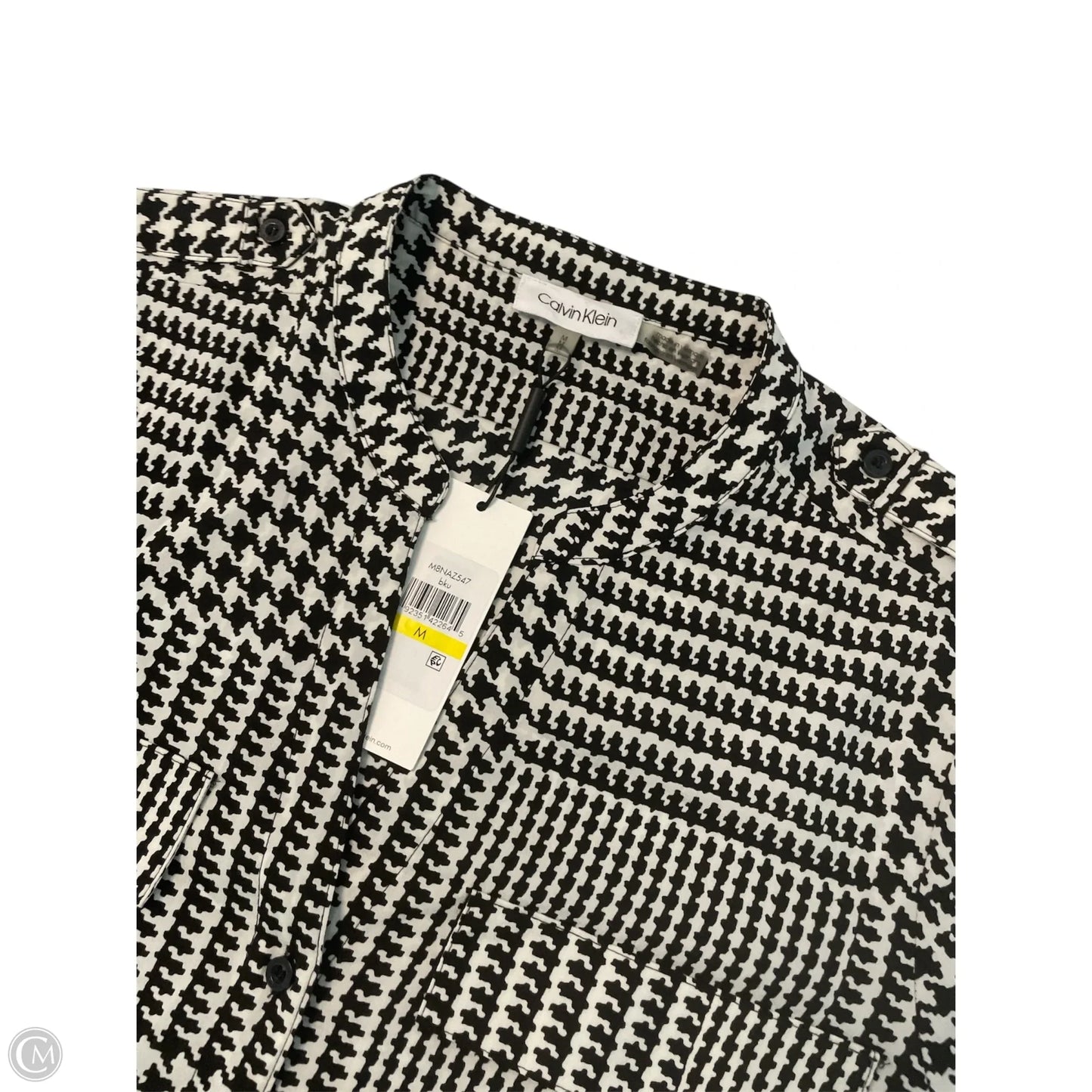 Top Long Sleeve Basic By Calvin Klein In Black & White, Size: M