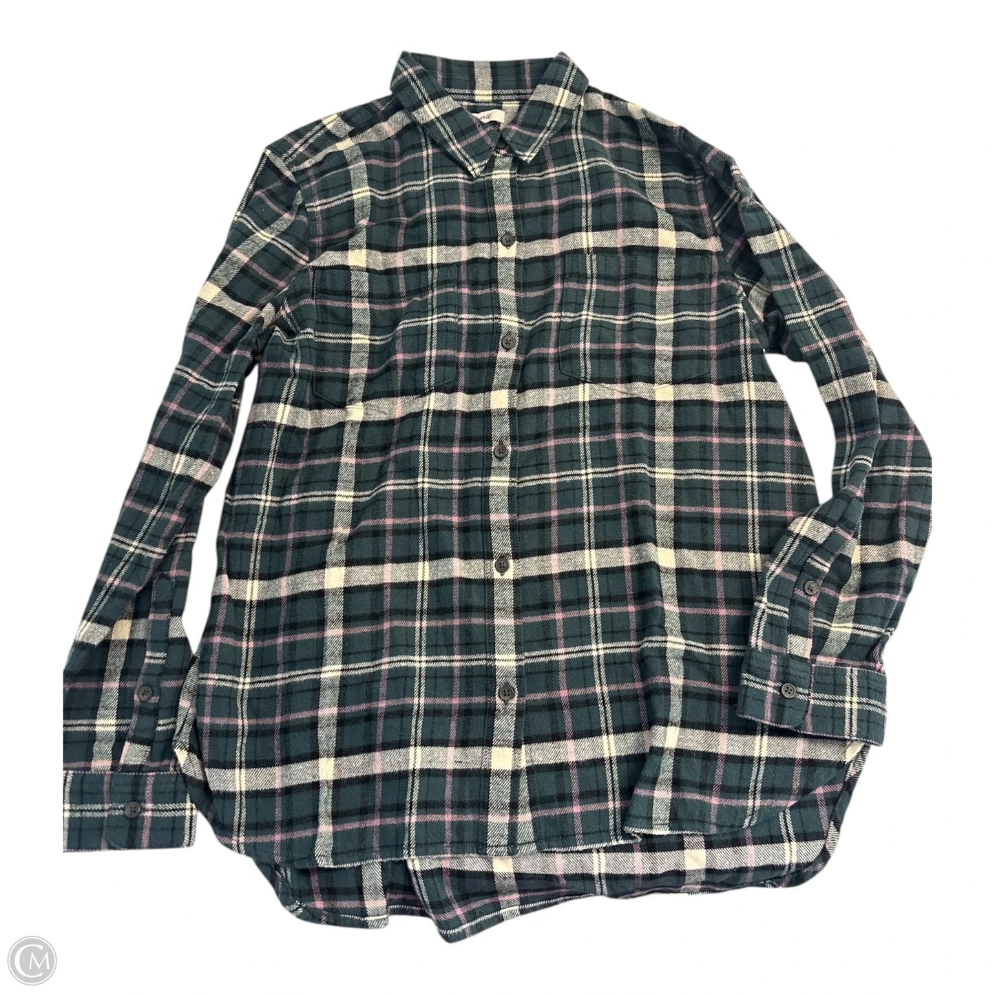 Top Long Sleeve Basic By Madewell In Teal, Size: L