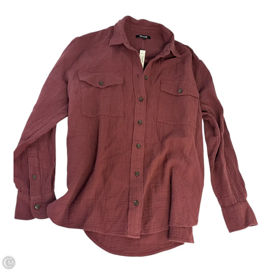 Top Long Sleeve Basic By Madewell In Maroon, Size: M