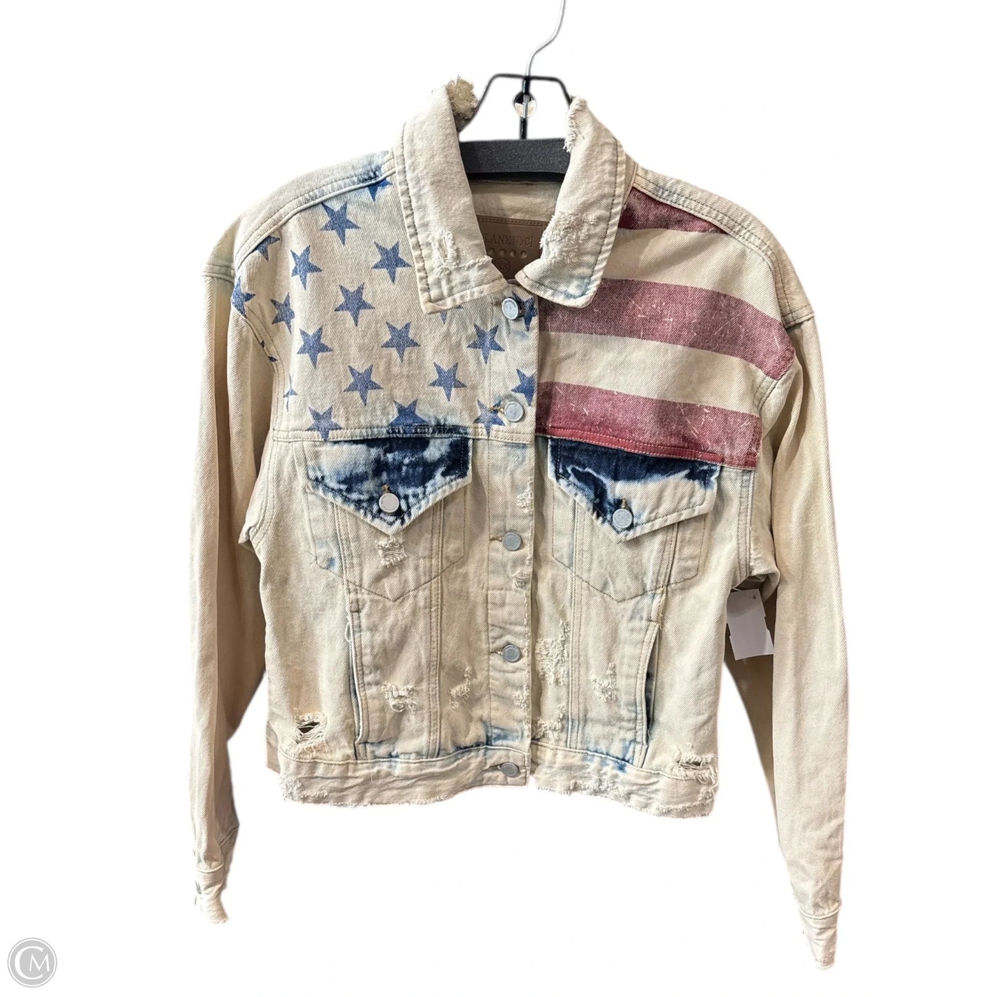 Jacket Denim By Blanknyc In Blue & Red & White, Size: Xs