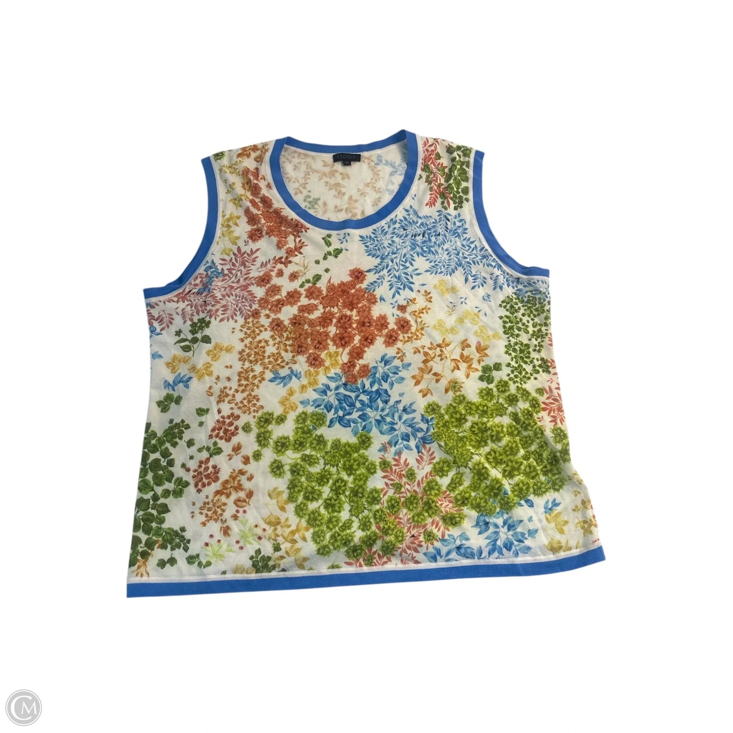 Top Sleeveless Designer By Escada In Floral Print, Size: Xxl