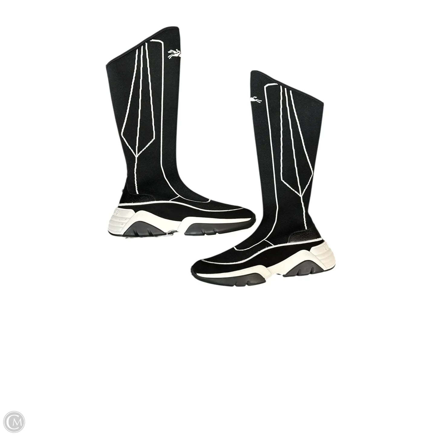 Shoes Designer By Longchamp In Black & White, Size: 6