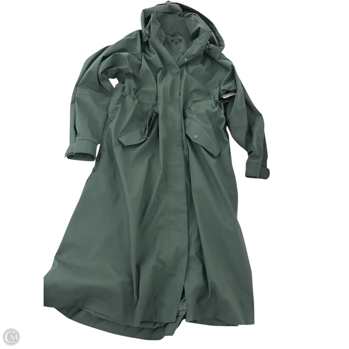 Coat Raincoat By Quince In Green, Size: L