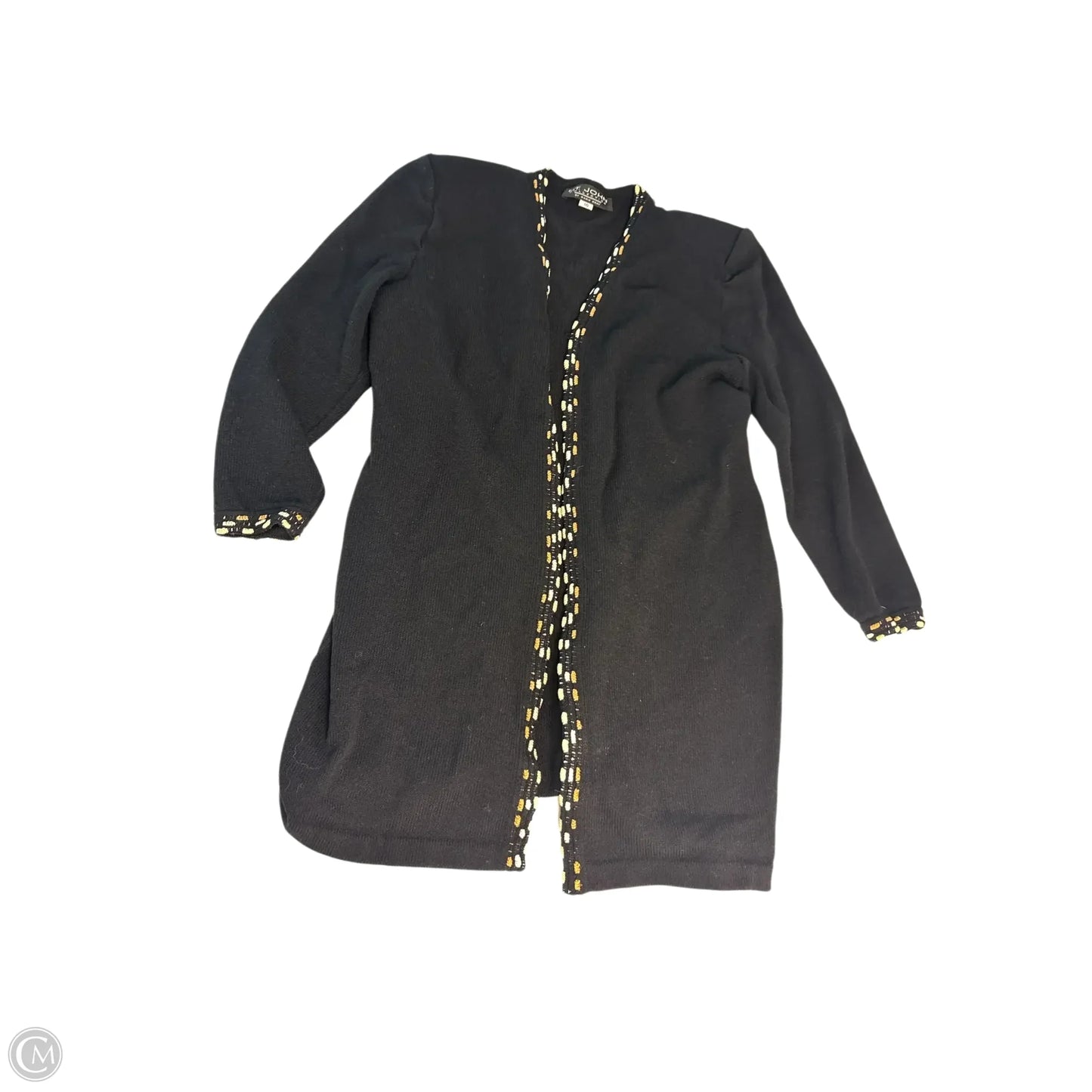 Sweater Cardigan Luxury Designer By St John Collection In Black & Tan, Size: 10