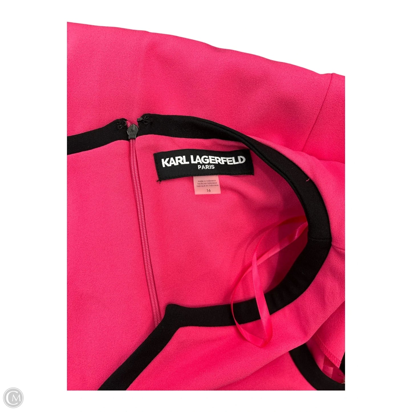 Dress Designer By Karl Lagerfeld In Black & Pink, Size: 16