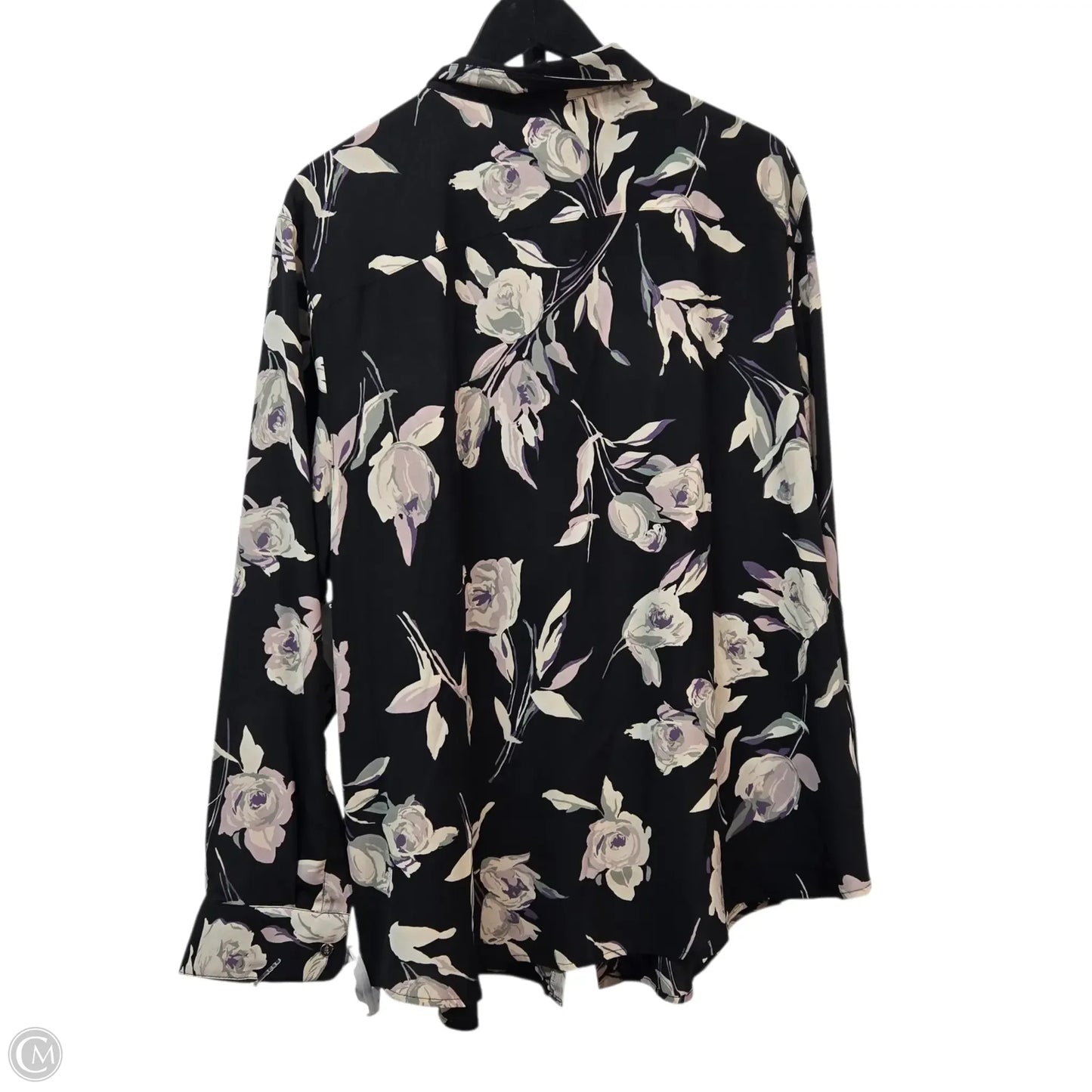 Top Long Sleeve Basic By Ralph Lauren Black Label In Floral Print, Size: 3x