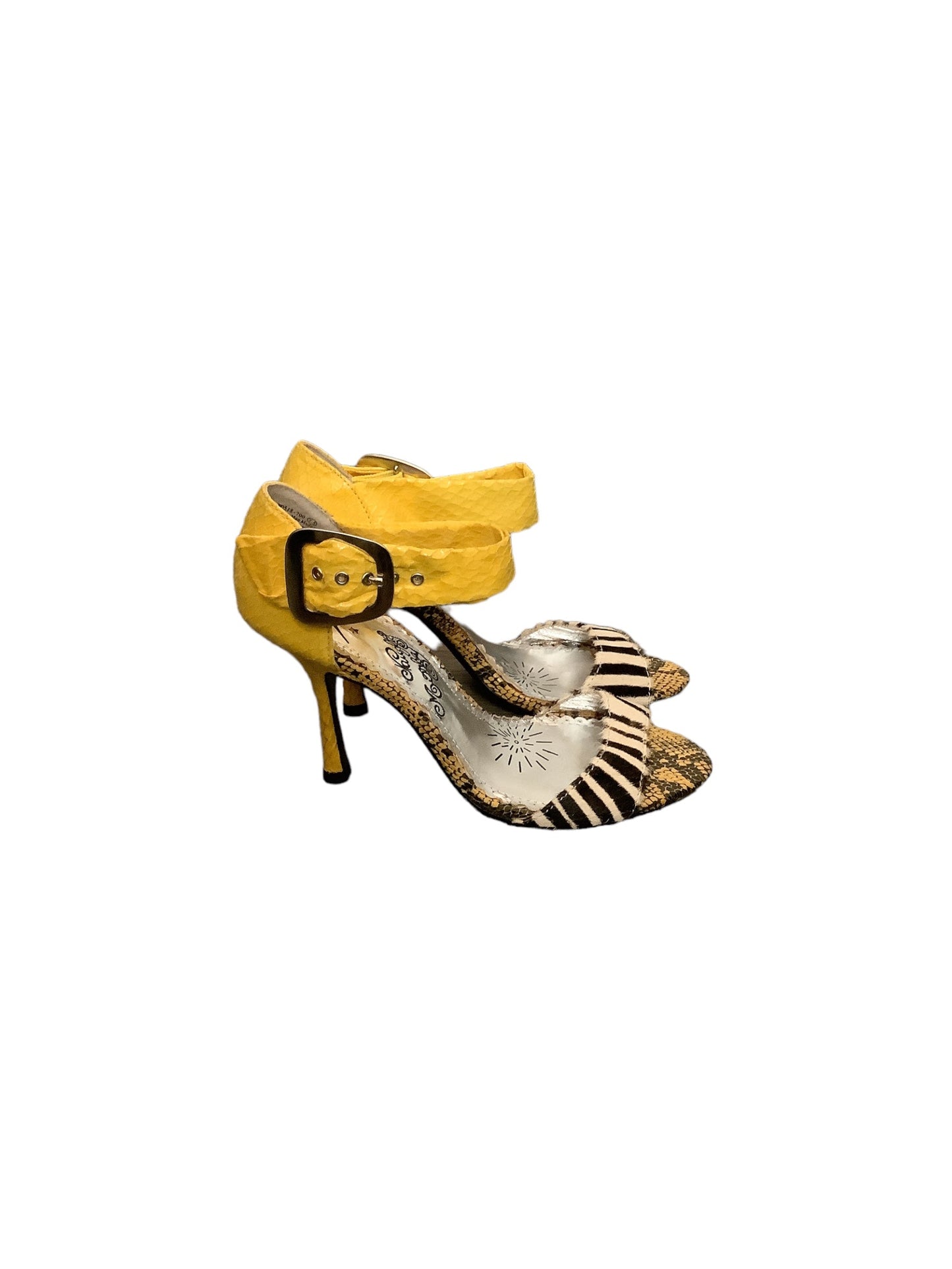 Yellow Shoes Heels Stiletto Naughty Monkey, Size 7.5