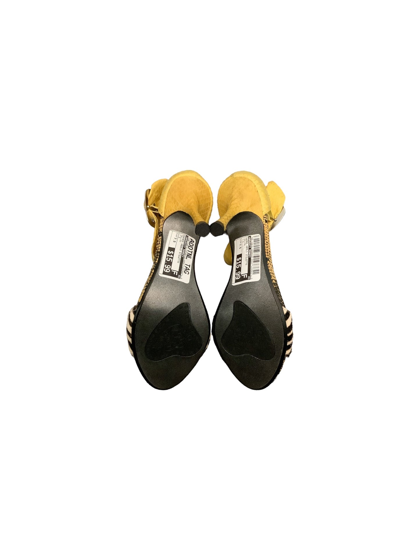 Yellow Shoes Heels Stiletto Naughty Monkey, Size 7.5
