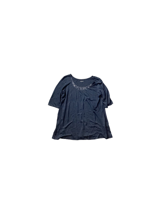 Navy Top Short Sleeve Basic Eileen Fisher, Size L