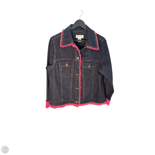 Jacket Denim By Susan Bristol In Blue & Pink, Size: 1x