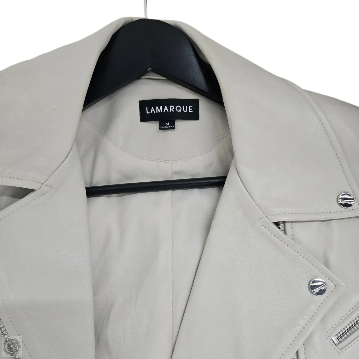 Jacket Moto Leather By Lamarque In Cream, Size: M