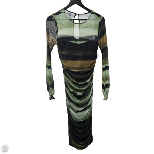 Dress Casual Midi By Anthropologie In Green & Tan, Size: M