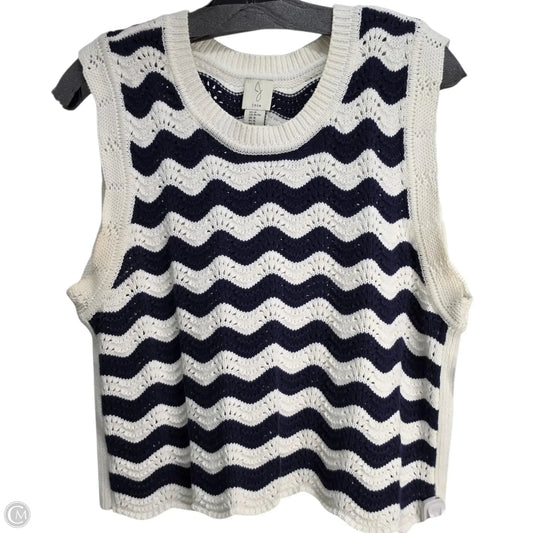 Vest Sweater By Joie In Blue & White, Size: Xl