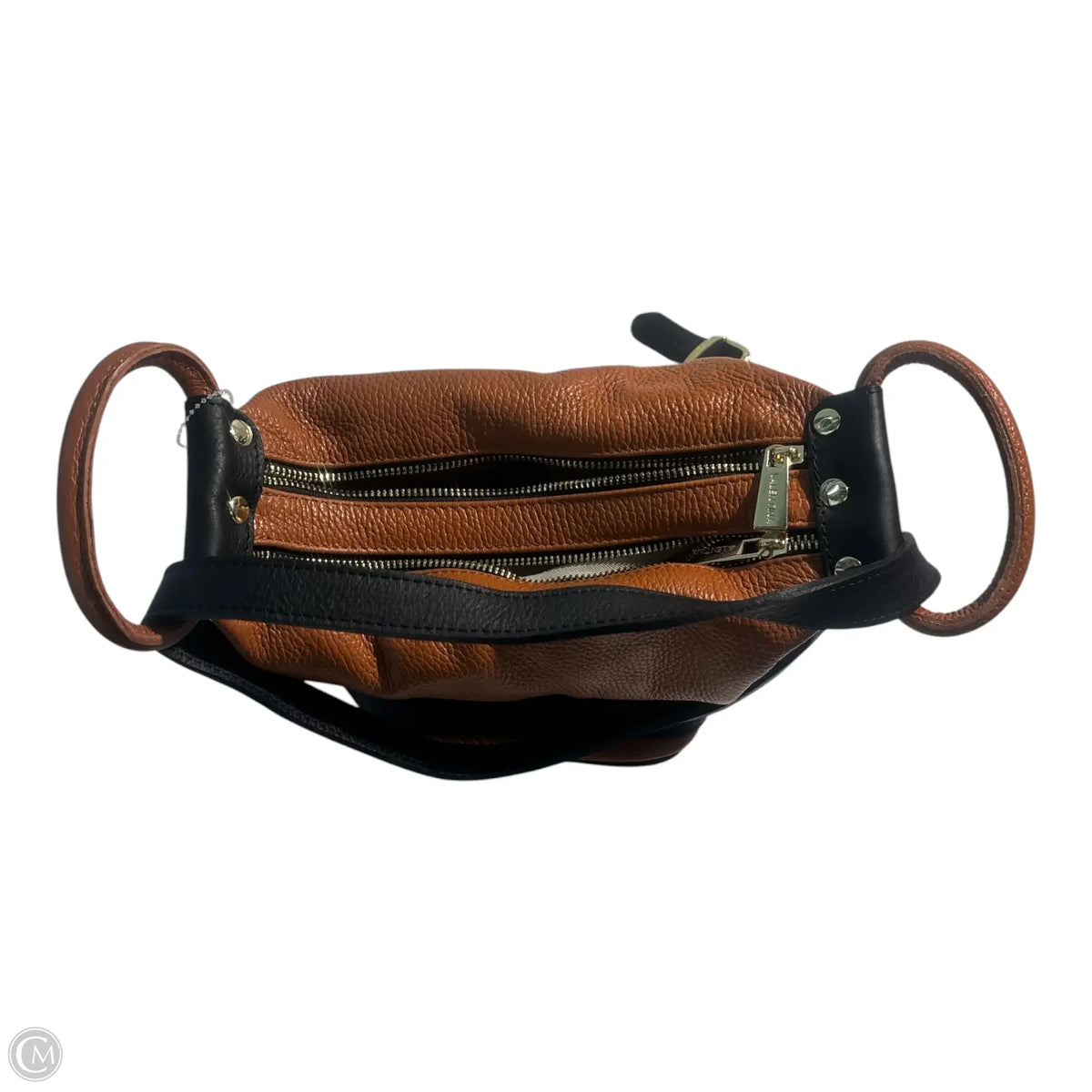 Handbag Leather By Valentina, Size: Medium