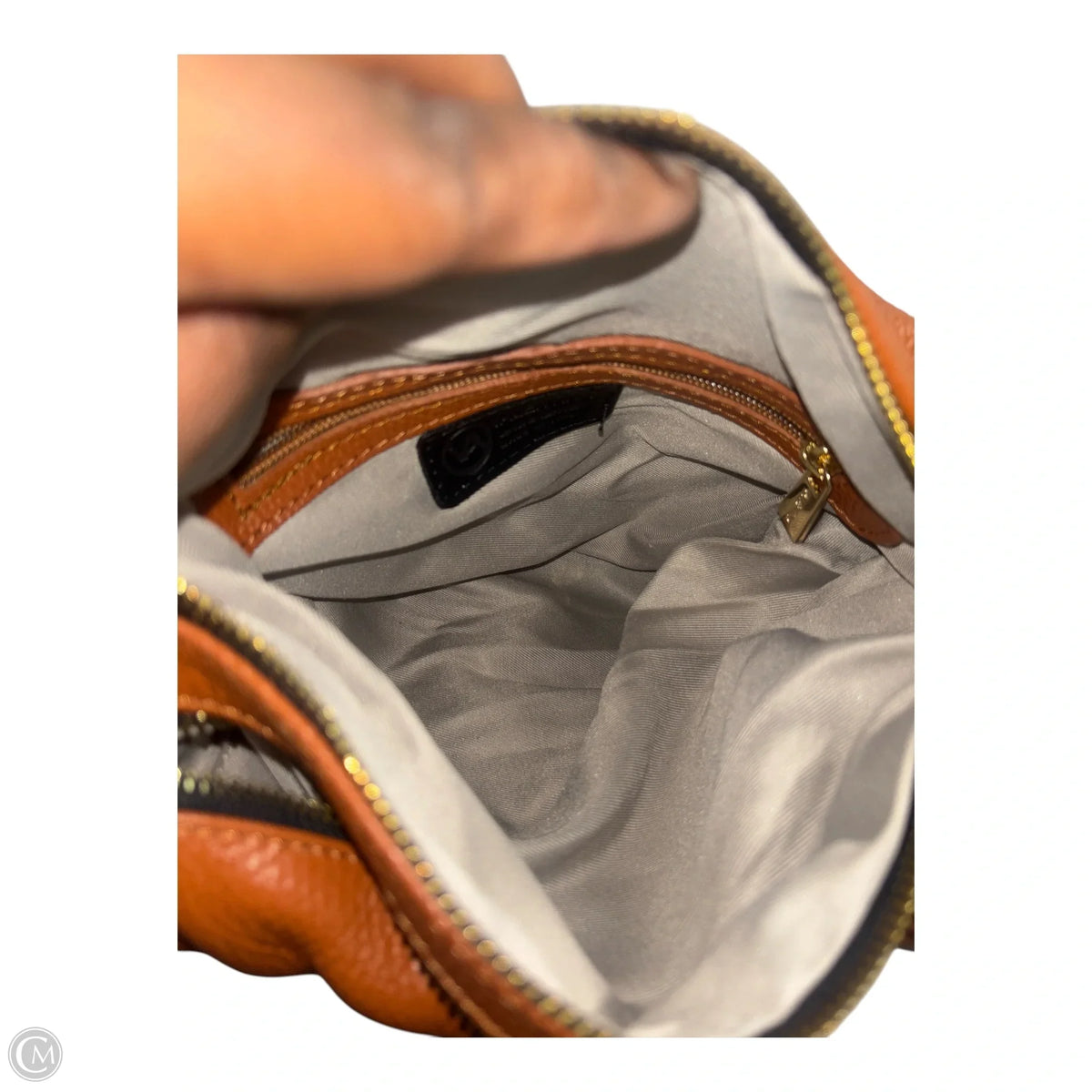 Handbag Leather By Valentina, Size: Medium