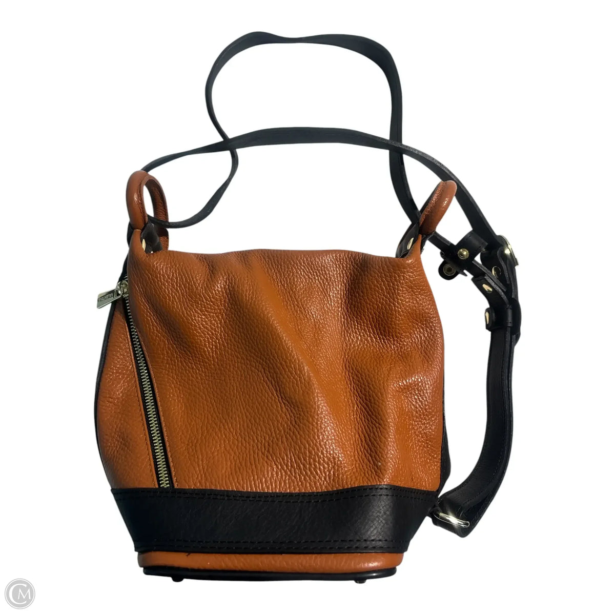 Handbag Leather By Valentina, Size: Medium