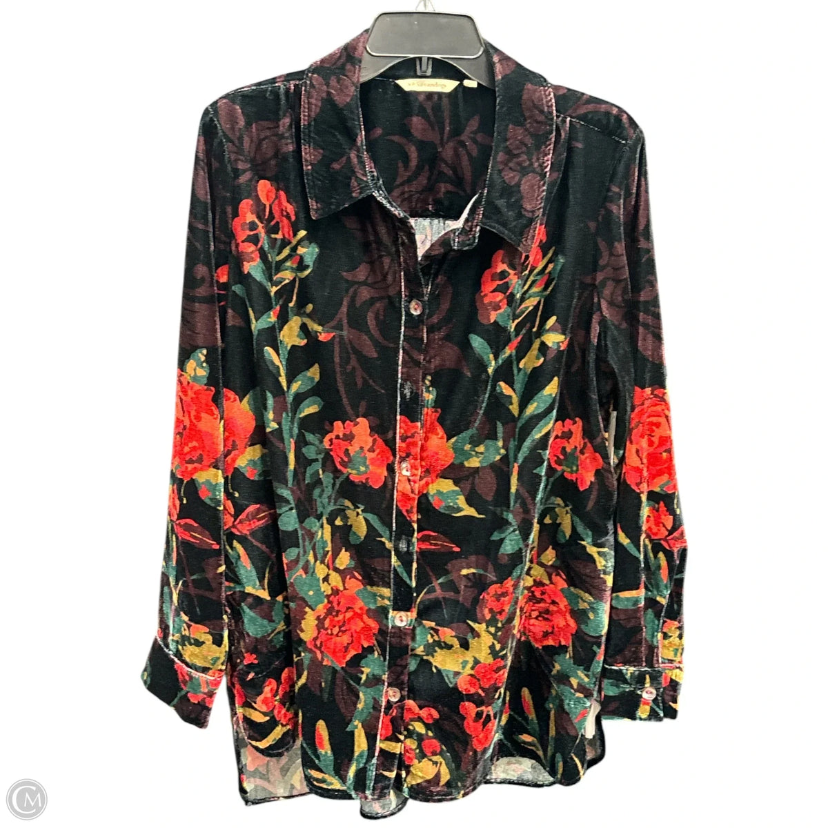 Top Long Sleeve Basic By Soft Surroundings In Black & Red, Size: Xl