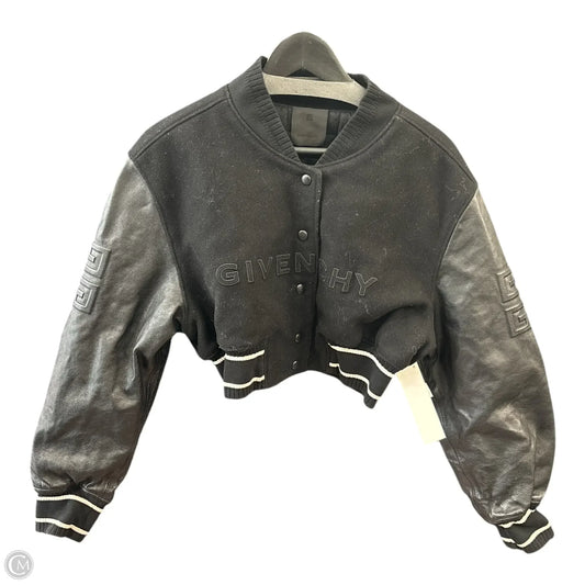 Givenchy Cropped Varsity Jacket In Black, Size: 44