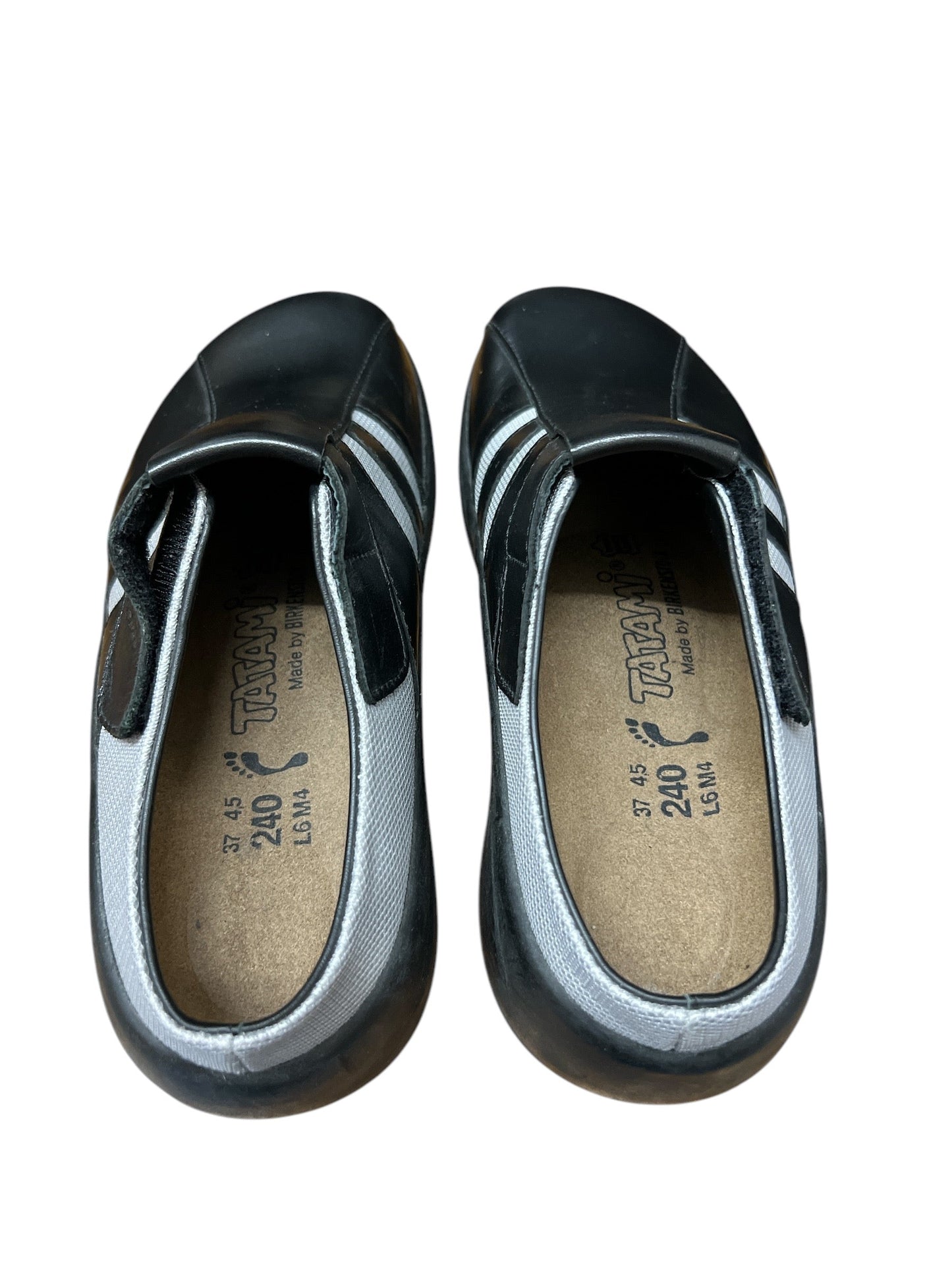 Shoes Flats Mule & Slide By Birkenstock In Black Grey, Size: 6