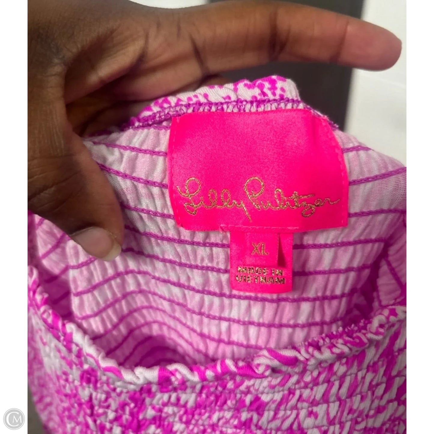 Dress Designer By Lilly Pulitzer In Pink & White, Size: Xl
